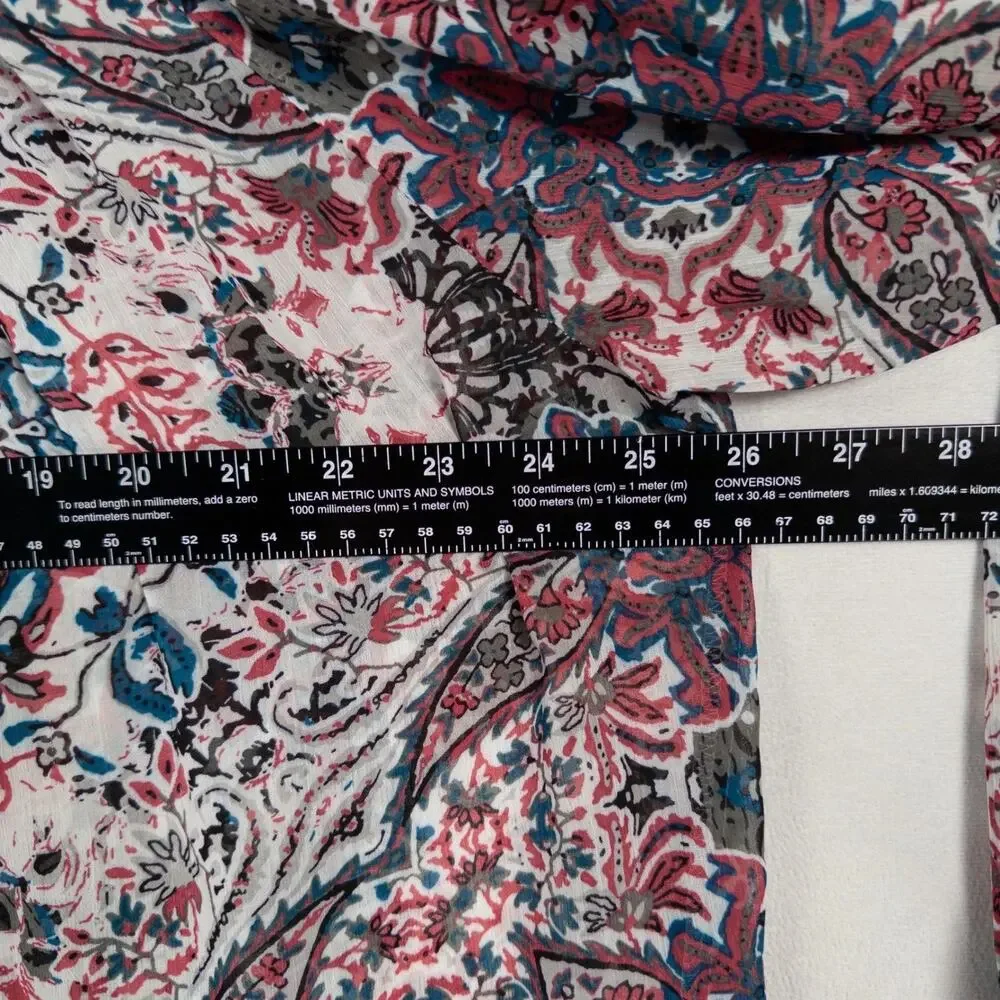 Ariat Womens Blouse Top Multicolor Floral Long Sleeve Sheer Boho Western XL